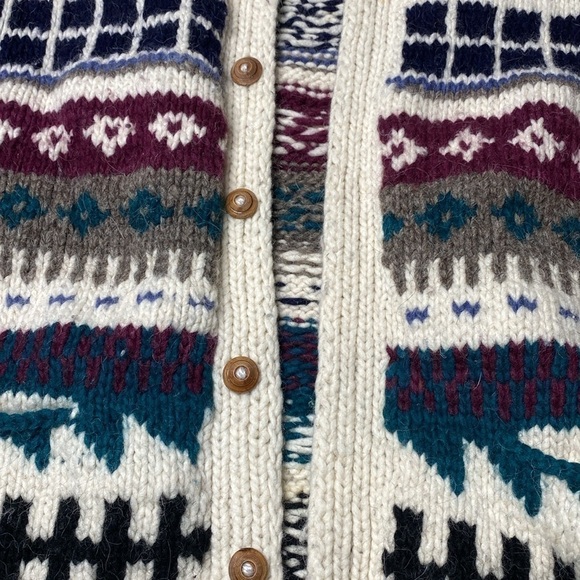 Sweaterman 100% Wool Ecuador Cardigan Sweater L/XL Hand Knit - Picture 7 of 9